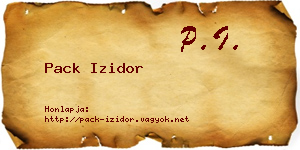 Pack Izidor névjegykártya